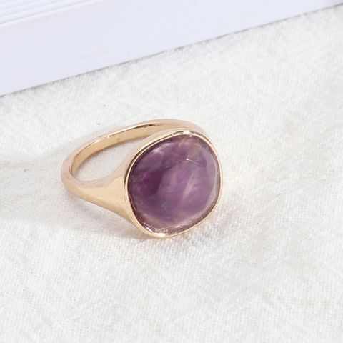 Vintage Style Round Alloy Inlay Natural Stone Women's Rings