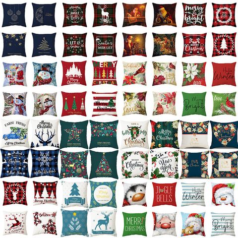 Fashion Christmas Tree Santa Claus Elk Polyester Pillow Cases