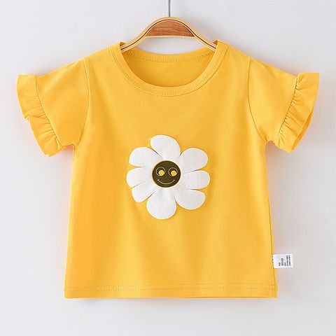 Cute Flower Cotton T-shirts & Blouses