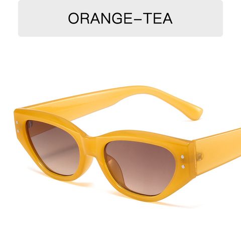Retro Solid Color Ac Cat Eye Full Frame Women's Sunglasses