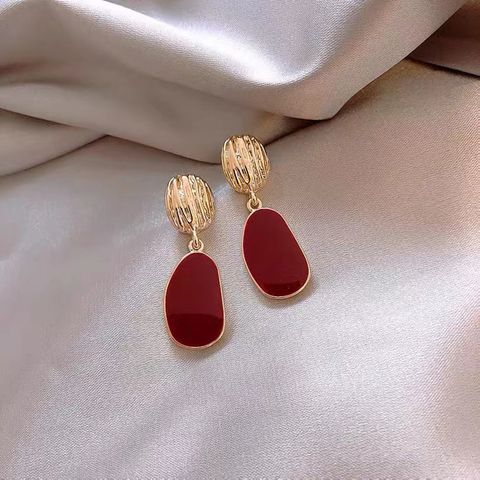 Wholesale Jewelry 1 Pair Simple Style Oval Alloy Drop Earrings