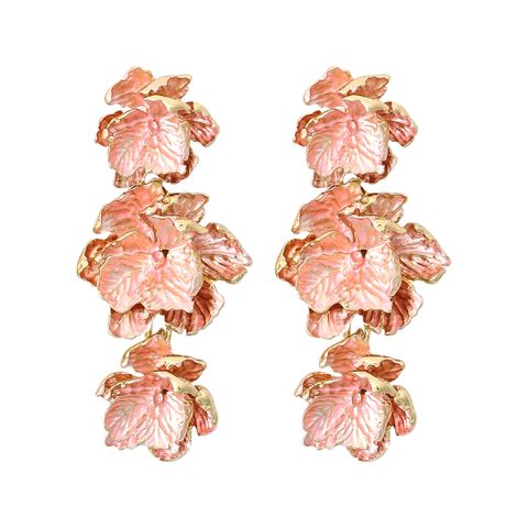 Wholesale Jewelry 1 Pair Elegant Flower Alloy Drop Earrings