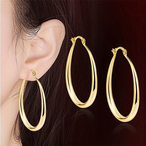 1 Pair Exaggerated Round Iron Hoop Earrings