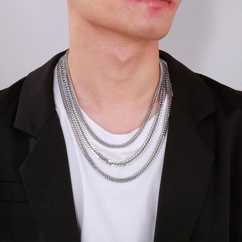 1 Piece Fashion Solid Color Titanium Steel Men's Necklace