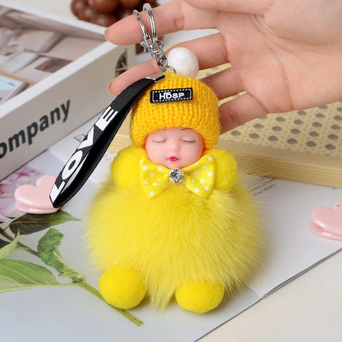 Cartoon Style Doll Fox Fur Women's Bag Pendant Keychain