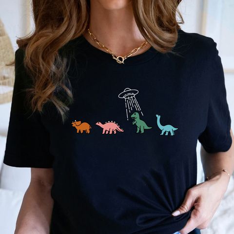Women's T-shirt Short Sleeve T-shirts Printing Casual Cartoon Dinosaur