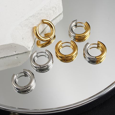 1 Paar Mode Geometrisch Titan Stahl Reif Ohrringe