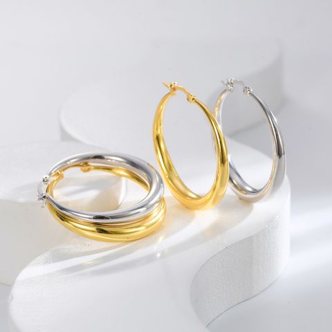 1 Pair Fashion Circle Copper Plating Hoop Earrings