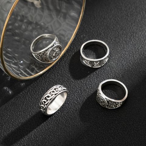 1 Set Fashion Solid Color Alloy Plating Men's Rings