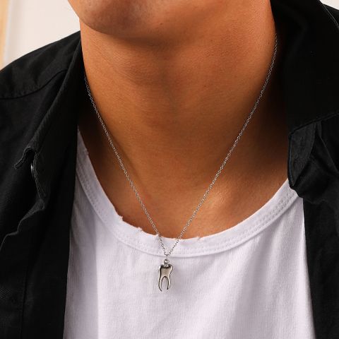 1 Piece Simple Style Teeth Stainless Steel Plating Men's Pendant Necklace