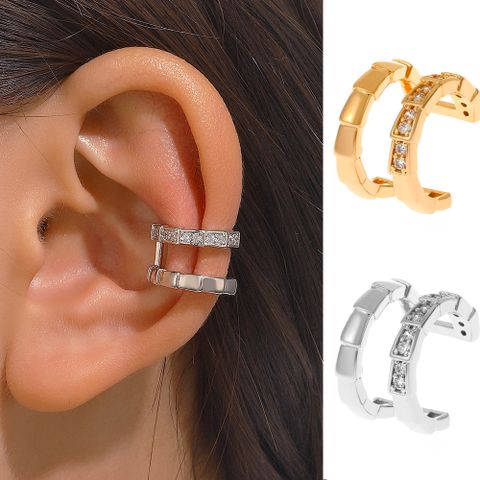 1 Piece Fashion C Shape Inlay Copper Artificial Diamond 14k Gold Plated Ear Clips