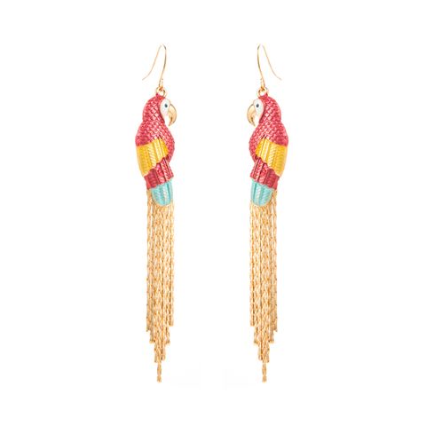 1 Pair Fashion Tassel Parrot Alloy Enamel Gold Plated Women's Drop Earrings
