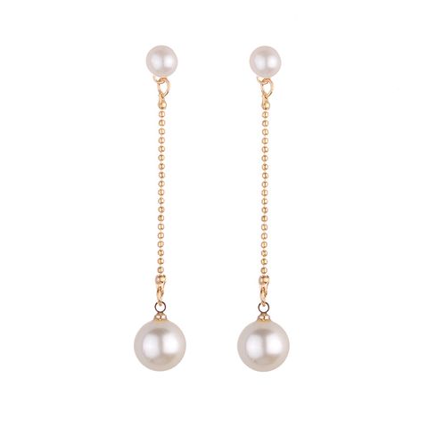 Fashion Simple Style Geometric Tassel Imitation Pearl Tassel Artificial Pearls Drop Earrings