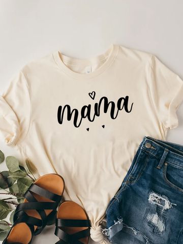 Women's T-shirt Short Sleeve T-shirts Printing Casual Mama Letter