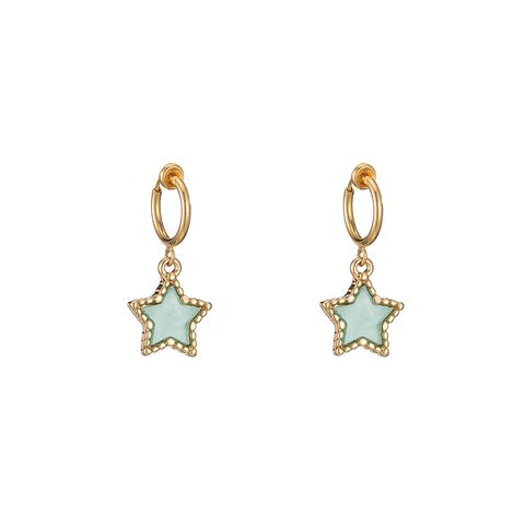 Wholesale Jewelry 1 Pair Cute Pentagram Alloy Acrylic Drop Earrings