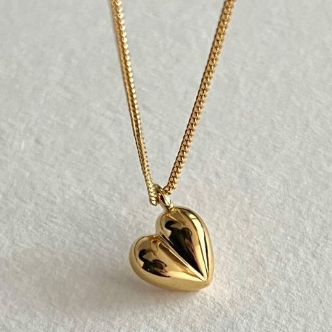 Einfacher Stil Herzform Sterling Silber Überzug 18 Karat Vergoldet Halskette Mit Anhänger
