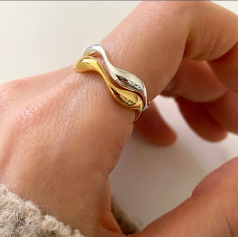 1 Piece Simple Style Solid Color Sterling Silver Plating 18k Gold Plated Open Ring