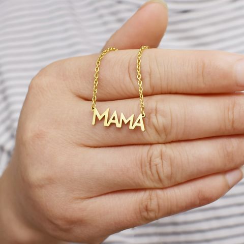 Wholesale Mama Simple Style Letter Stainless Steel Titanium Steel Necklace
