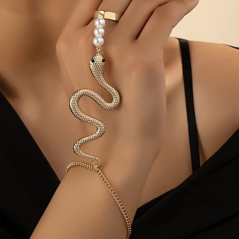 Hip Hop Animal Serpent Alliage Perle Placage Femmes Bracelets