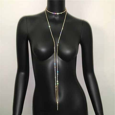 Streetwear Geometric Rhinestone Diamond Women's Long Necklace
