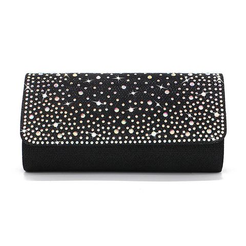 Black Gold Silver Polyester Solid Color Square Evening Bags