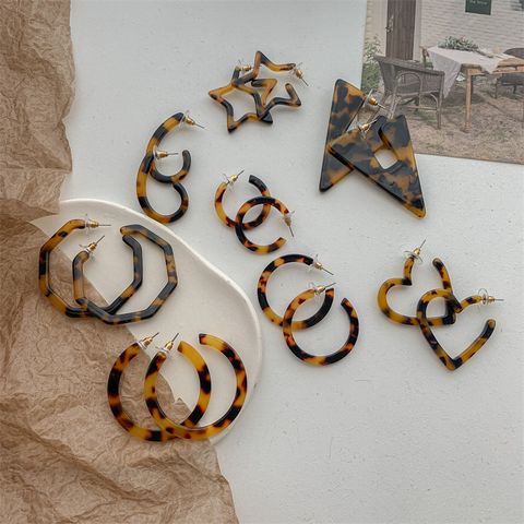Wholesale Jewelry 1 Pair Vintage Style Geometric Acetic Acid Sheets Hoop Earrings