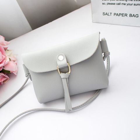 Women's Small Pu Leather Solid Color Basic Square Flip Cover Shoulder Bag Crossbody Bag