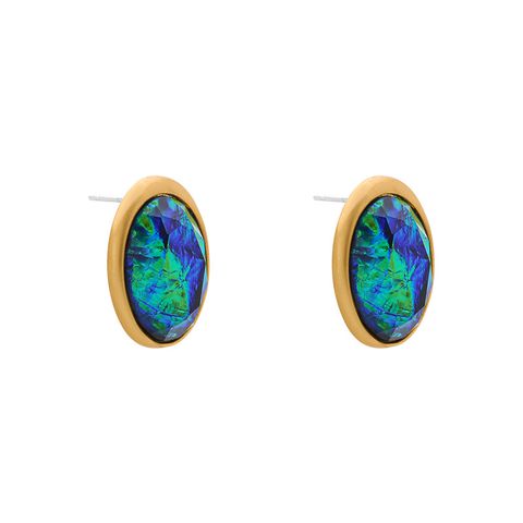 Wholesale Jewelry 1 Pair Retro Oval Alloy Resin Ear Studs