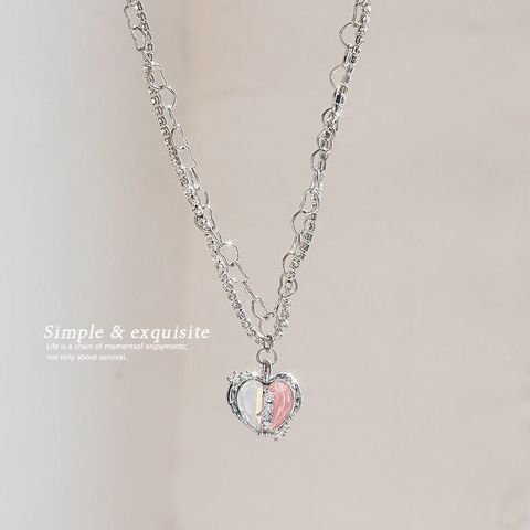 Sweet Heart Shape Alloy Inlay Zircon Women's Pendant Necklace