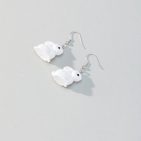 Wholesale Jewelry 1 Pair Cute Rabbit Animal Resin Drop Earrings