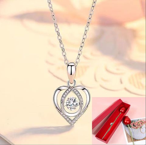 Fashion Heart Shape Alloy Plating Zircon Women's Pendant Necklace