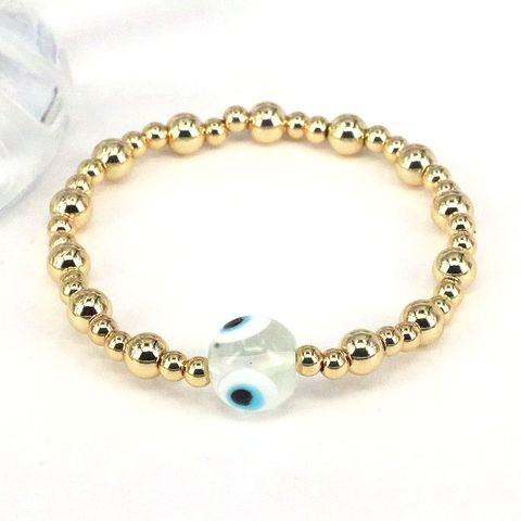 Classical Retro Simple Style Round Devil's Eye Gold Plated Glass Wholesale Bracelets