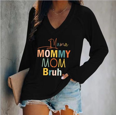 Women's T-shirt Hoodie Long Sleeve Hoodies & Sweatshirts Casual Mama Letter