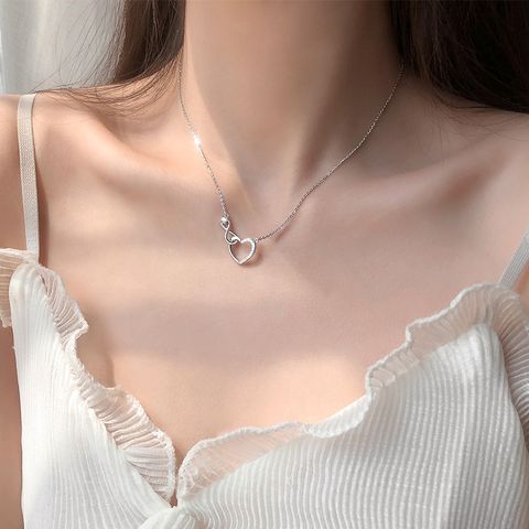 Wholesale Jewelry Simple Style Heart Shape Infinity Metal Zircon Hollow Out Plating Inlay Necklace