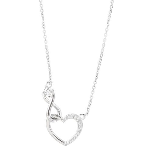 Wholesale Jewelry Simple Style Heart Shape Infinity Metal Zircon Hollow Out Plating Inlay Necklace