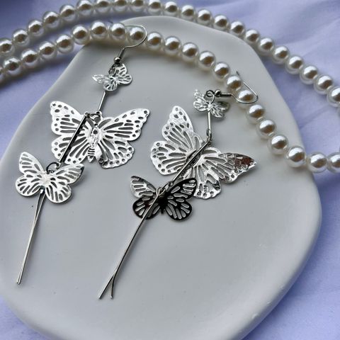 Wholesale Jewelry 1 Pair Vintage Style Butterfly Metal Gold Plated Silver Plated Drop Earrings