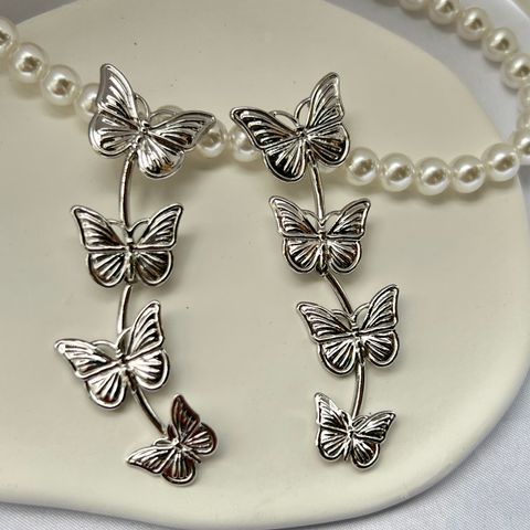 Wholesale Jewelry 1 Pair Artistic Butterfly Alloy Gold Plated Silver Plated Drop Earrings