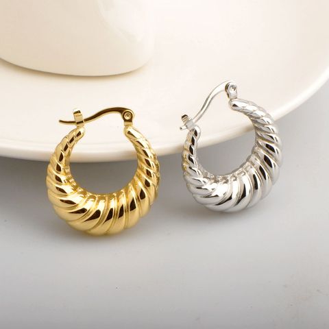 1 Pair Simple Style Stripe Titanium Steel Plating 18k Gold Plated Earrings