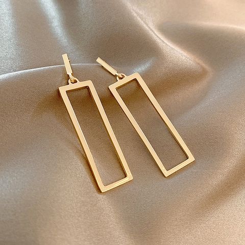 1 Pair Simple Style Commute Rectangle Alloy Drop Earrings