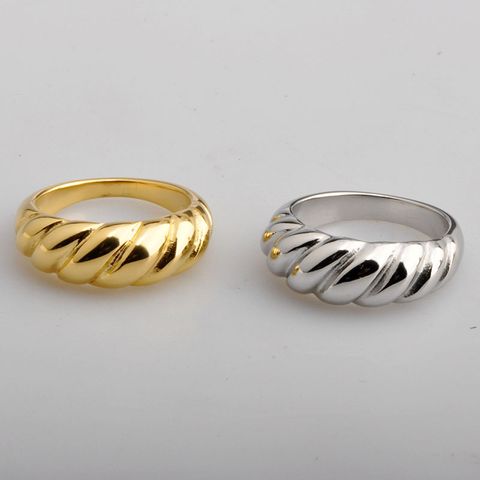 Simple Style Geometric Titanium Steel Plating Rings