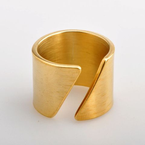 Titanium Steel 18K Gold Plated Simple Style Plating Geometric Wide Band Ring Open Ring