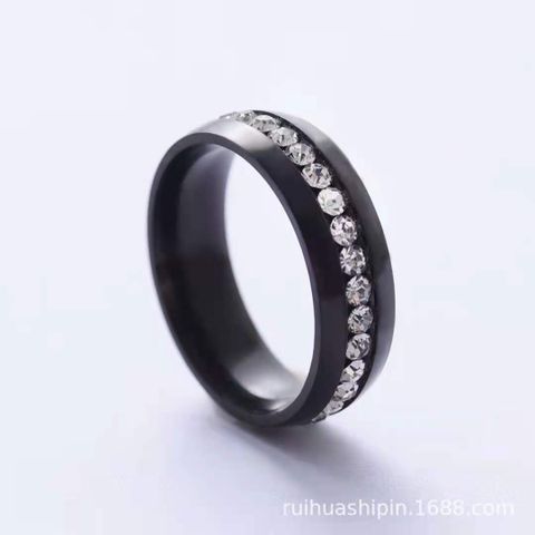 Wholesale Simple Style Round Stainless Steel Artificial Gemstones Rings