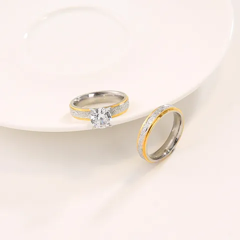 Simple Style Rhombus Stainless Steel Plating Inlay Zircon Rings