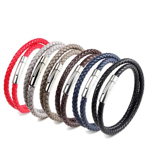 Retro Solid Color Titanium Steel Handmade Polishing Men'S Bracelets