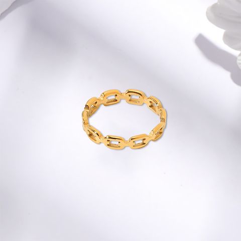 Titanium Steel 18K Gold Plated Simple Style Plating Geometric Titanium Steel Rings