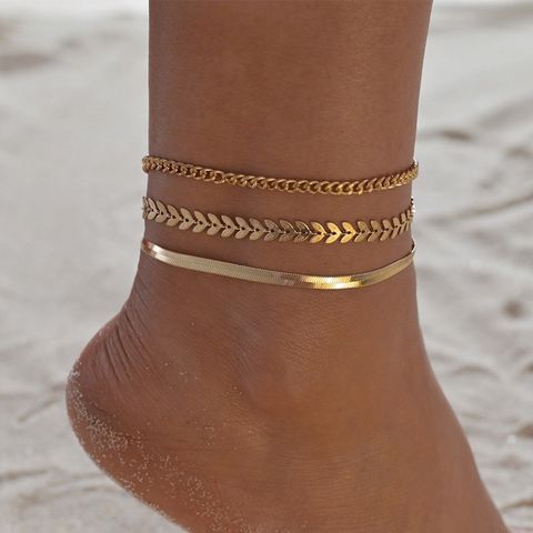 Vacation Leaf Solid Color Alloy Iron Wholesale Anklet