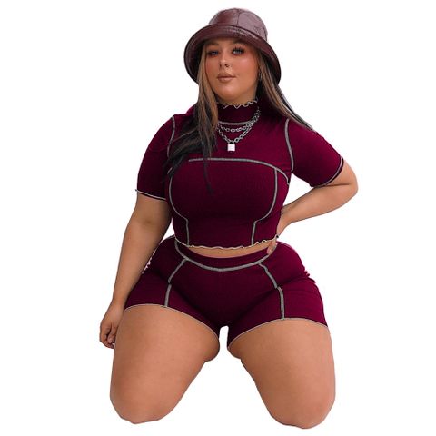 Fashion Solid Color Plus Size Ladies Yoga Set