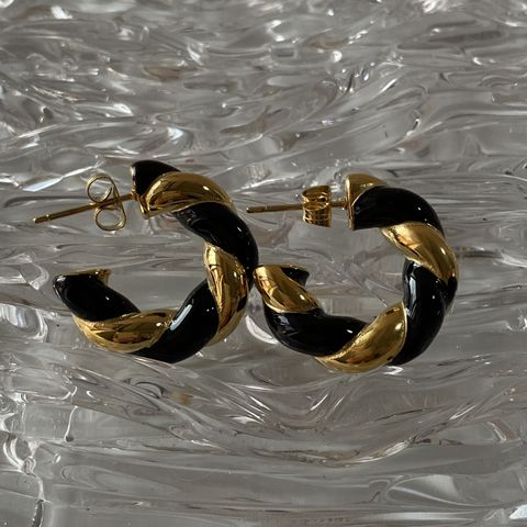 1 Pair Retro Twist Titanium Steel Plating Gold Plated Earrings