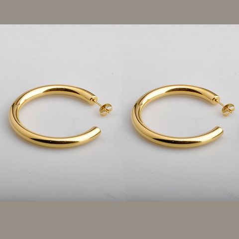 1 Pair Simple Style C Shape Plating Titanium Steel 18k Gold Plated Ear Studs