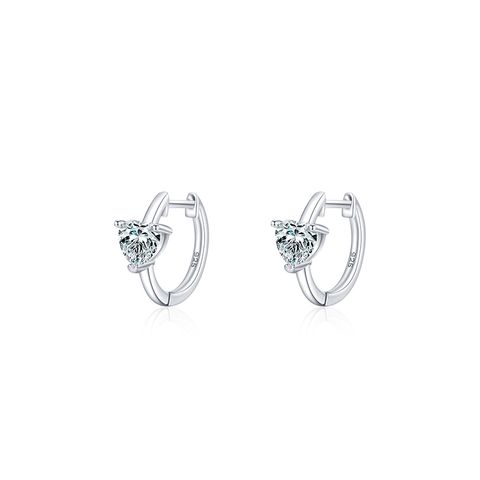 1 Pair Simple Style Heart Shape Sterling Silver Plating Inlay Zircon Rose Gold Plated Rhodium Plated Earrings